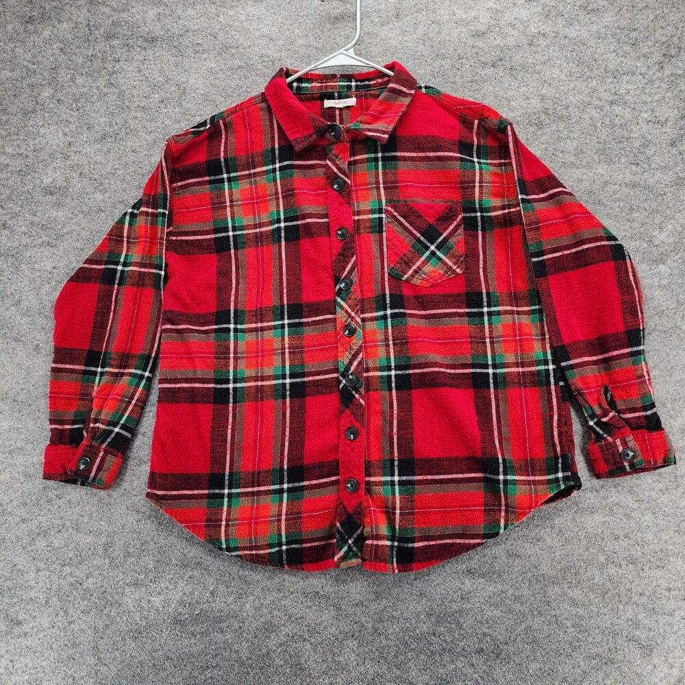 Maurices Shirt Womens Large Button Up Long Sleeve Red Plaid Flannel